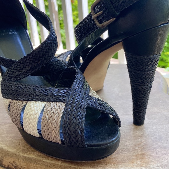 Rare! Stuart Weitzman Smooth + Woven Leather Stiletto Sandals Women's Size 9.5 - Picture 15 of 15